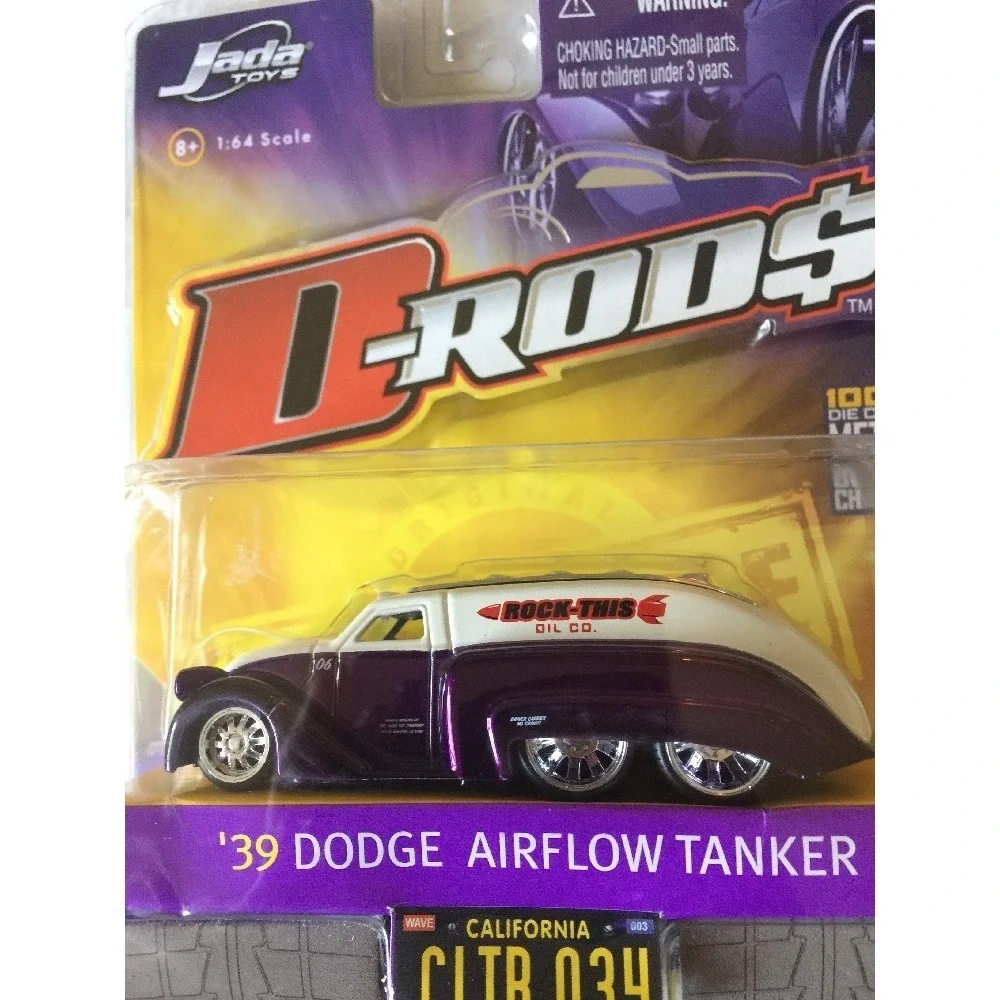 Jada D-Rods '39 1939 Dodge Airflow Oil Tanker Purple Die‎ Cast Rubber Tires 1/64